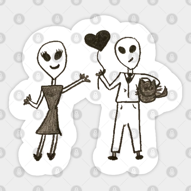Alien love Sticker by Penny Lane Designs Co.